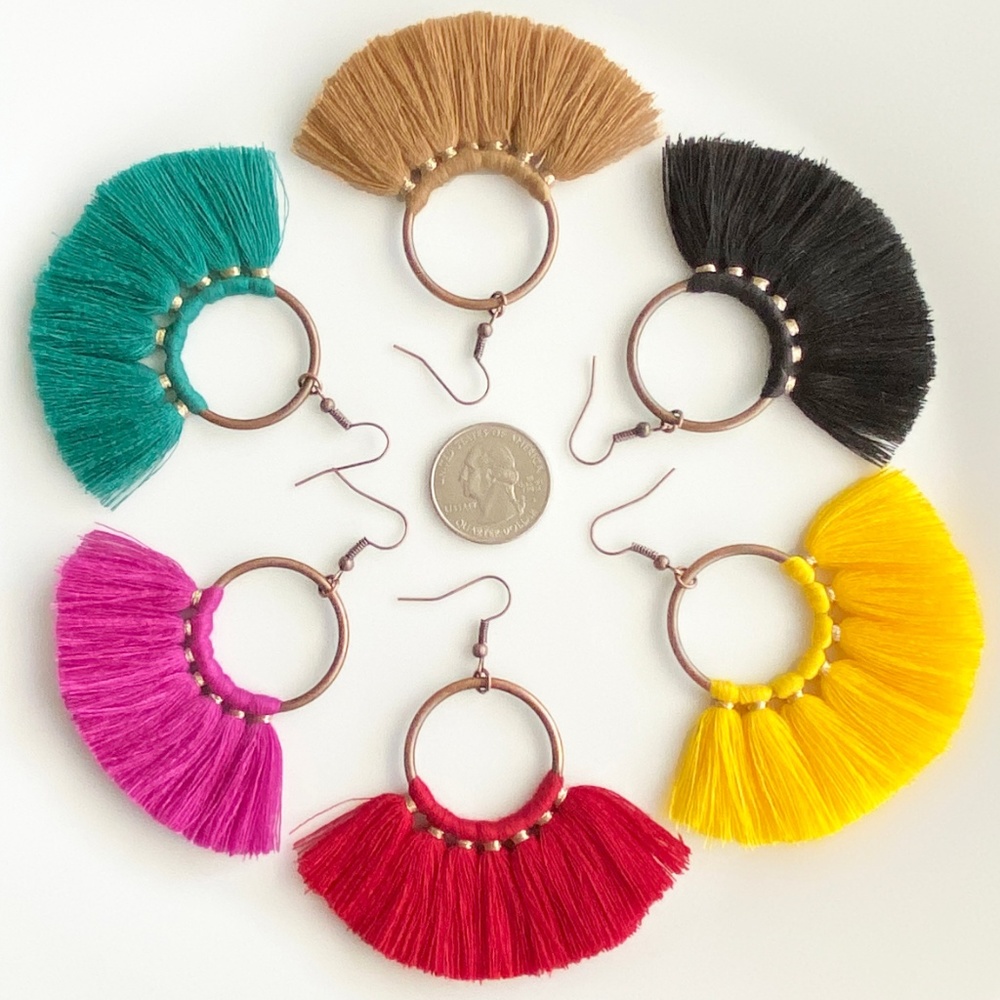 NEW "Bridget" Tassel Earrings (Black) - Picture 3 of 4